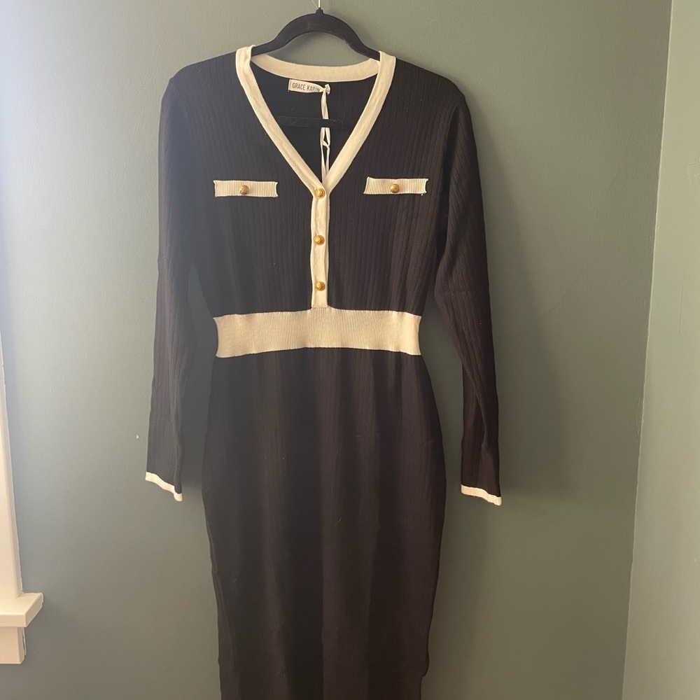 Grace Karin Black and White Women's Dress - Picture 4 of 6